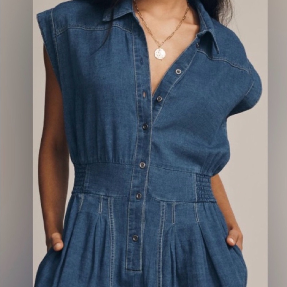 Anthropologie Indigo Denim Wide-Leg Jumpsuit - Picture 4 of 11